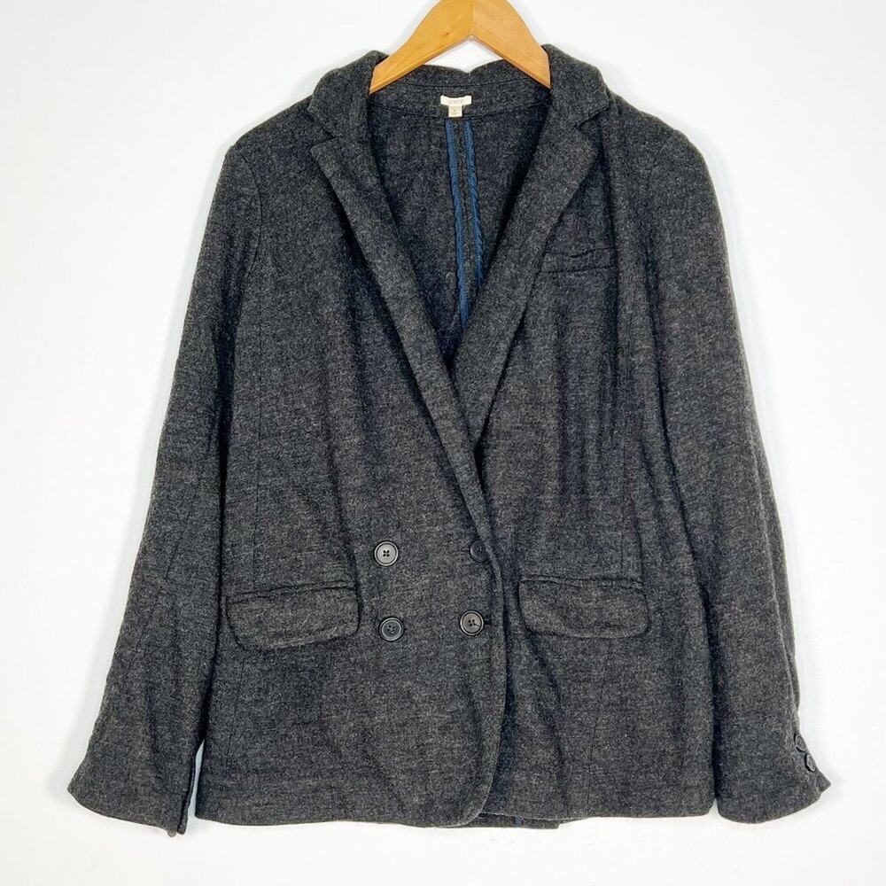 J. Crew 100% Wool Flannel Casual Blazer Suit Jacket Charcoal Grey Womens 4